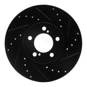 Ford Taurus Brake Rotor (1) - Front Right - R1 Concepts - Drilled & Slotted - Black - `93-`07